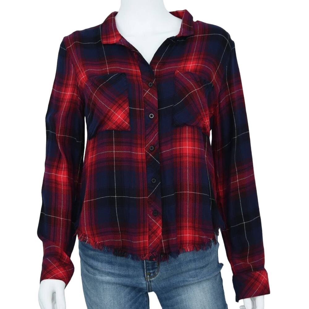 Cloth & Stone Women's Yukon Red Plaid Double Pocket Front Button Down Size Small